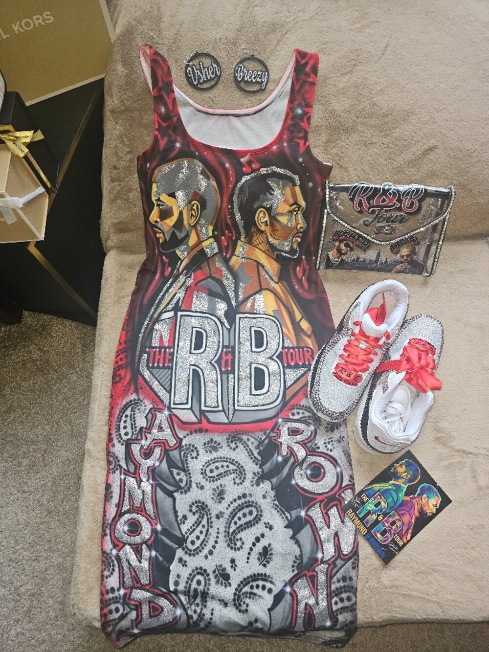 Custom Airbrushed Usher & Chris Brown R&B Tour Dress | Worn Once | Size M